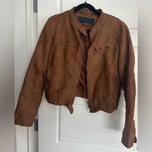 ZARA Brown Vegan Suede Bomber Jacket